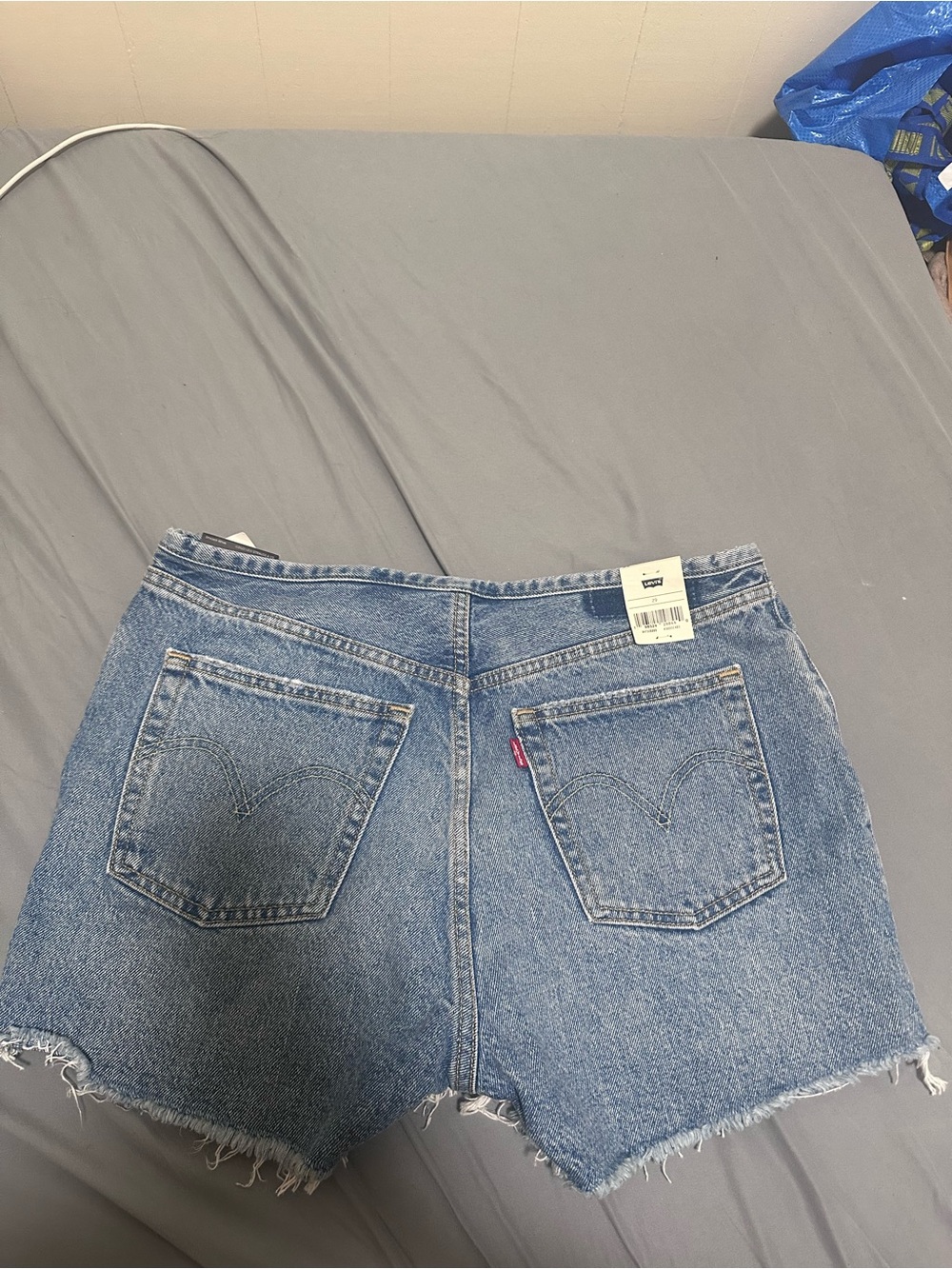 Levi's Distressed Denim Cutoff Shorts - Blue - Picture 3 of 3